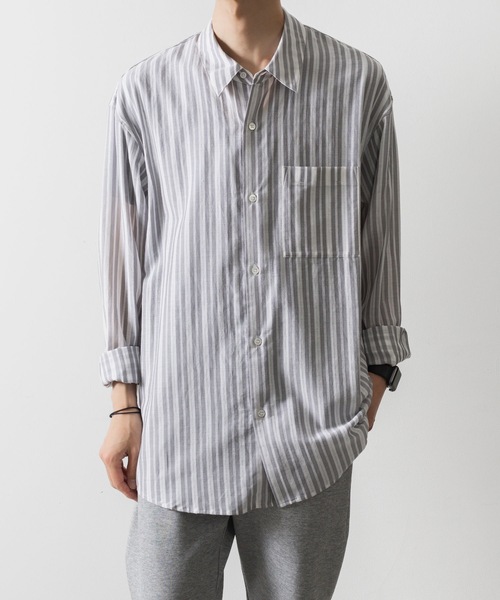 ATTACHMENT シャツ ストライプ レノクロス L/S / STRIPE LENO