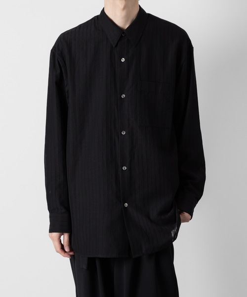 LENO シャツ　ストライプ LENO (リノ) BAND COLLAR SHIRT STRIPE / バンドカラーシャツ