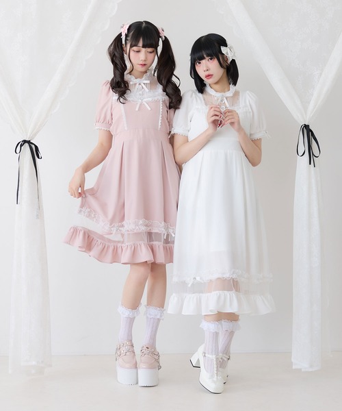 DearMyLove シャツワンピース チュール切替ワンピース : ZOZOTOWN