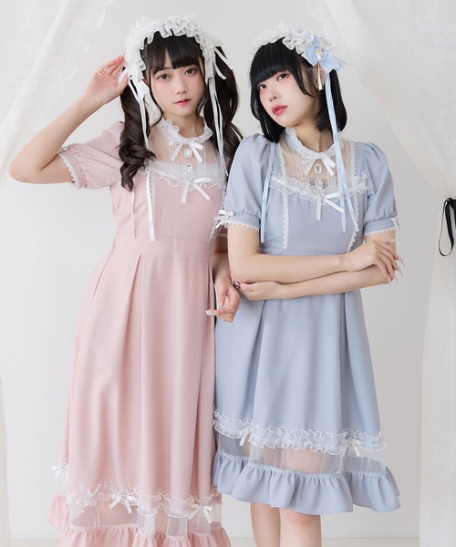 DearMyLove シャツワンピース チュール切替ワンピース : ZOZOTOWN