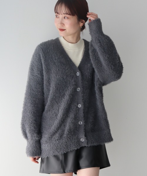 earth music&ecology カーディガン ロングシャギーカーディガン 