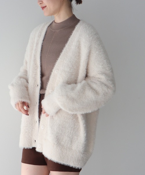 earth music&ecology カーディガン ロングシャギーカーディガン 