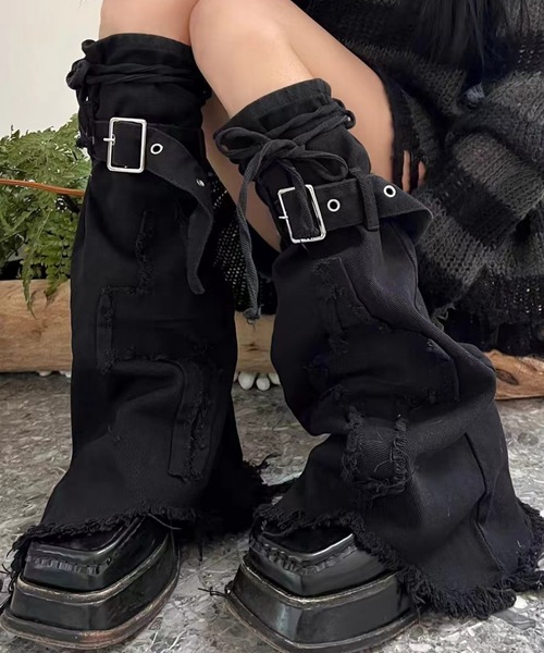 lilful レッグウォーマー ルーズソックス風 デニムレッグ