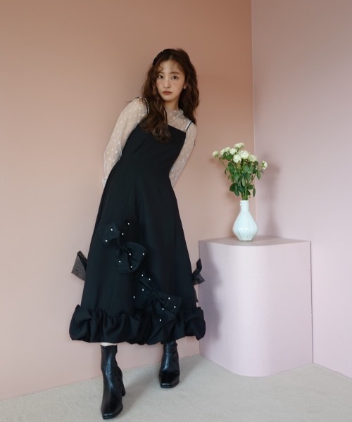 ROSY LUCE ワンピース パールリボンキャミドレス : ZOZOTOWN