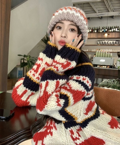 ノルディック柄ニット セール】 【OUTLET】ノルディック柄ニット （ニット・セーター