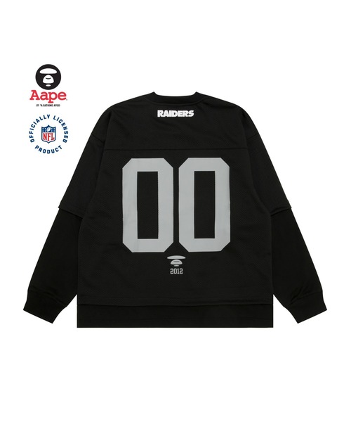 Aape アメリカンフットボールシャツ Lサイズ ブラック AAPE BY A BATHING APE tシャツ × NFL Long-sleeve T-shirts