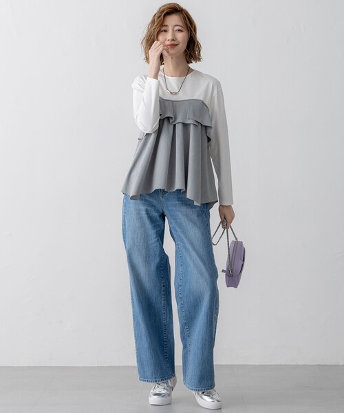 23区 tシャツ 「洗える」ライトクロスビスチェコンビ ジャージー