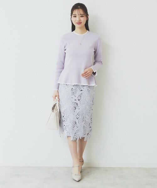 index（インデックス） ニット セーター バイカラーペプラムニット