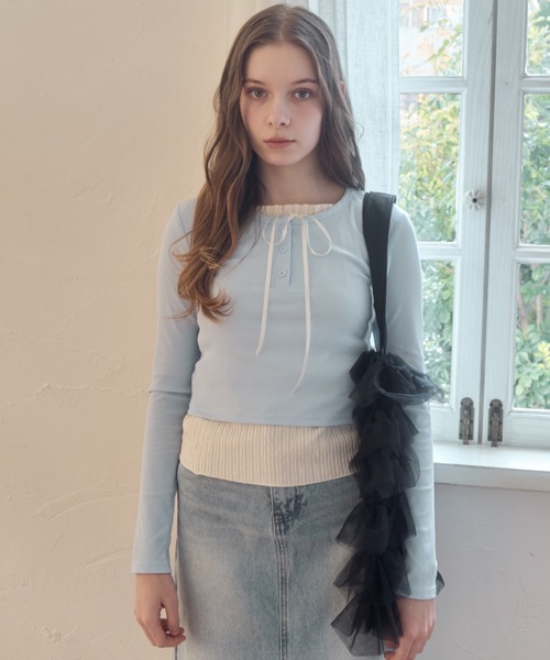 tシャツ レイヤードライクカットソー/layered like cutandsew レディース