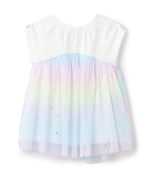 【新品タグ付き】メゾピアノ　レインボーチュールTシャツ　チュニック　130cm mezzo piano tシャツ 「人気商品再入荷」「直営店で取り扱い無し