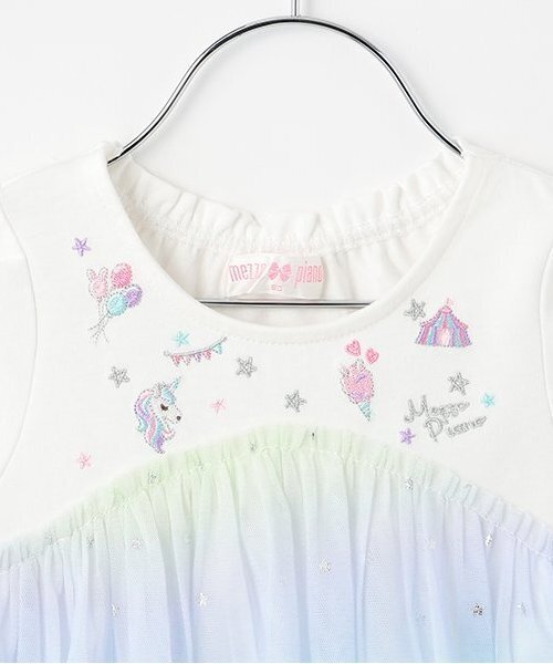 【新品タグ付き】メゾピアノ　レインボーチュールTシャツ　チュニック　130cm mezzo piano tシャツ 「人気商品再入荷」「直営店で取り扱い無し