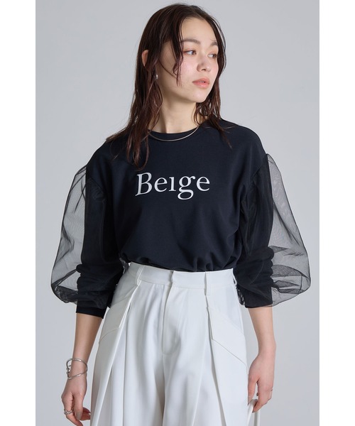 tシャツ チュールスリーブロゴロンT レディース