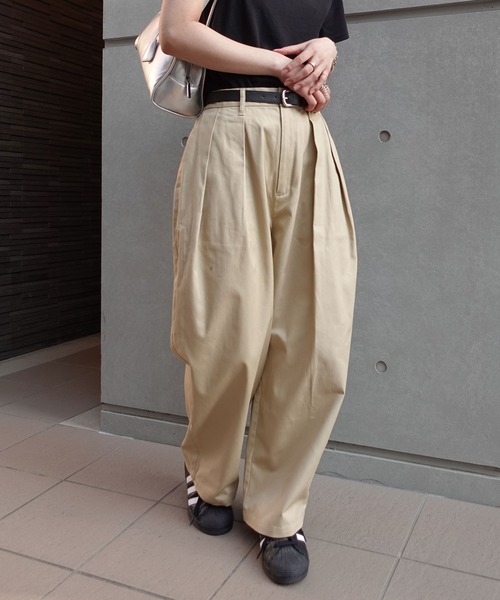 ブルックスレディースチノパン 1chaku. チノパン ツータックワイドストレートチノパンツ