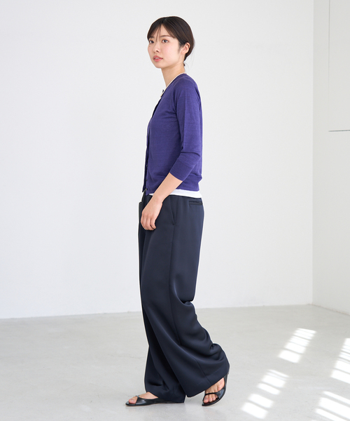 IENA カーディガン フレンチリネン7分袖カーディガン レディース