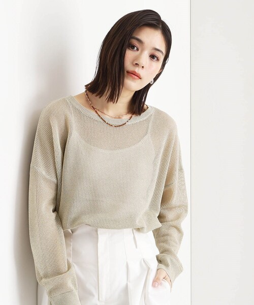 ニット セーター メッシュ編みラメニット レディース DFFUR. スプリングメッシュラメニットトップス レディース