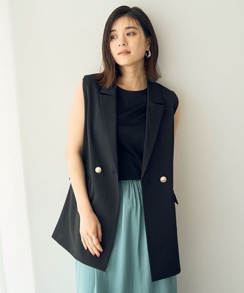 yecca vecca 金釦テーラードジャケット ダブルブレスト CLASSY.掲載】ストライプ柄金釦テーラードジャケット/YECCA