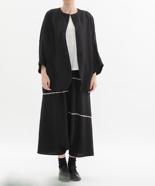 ノップドゥノッド（nop de nod）/Clocheリネンレーヨンスカラップジャケット nop de nod（ノップドゥノッド） ジャケット ノーカラージャケット