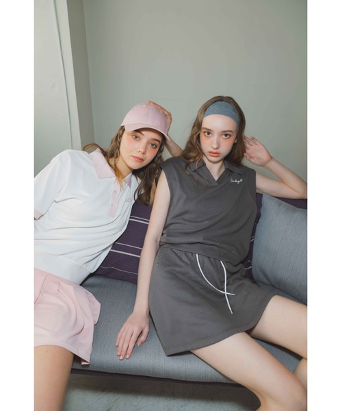 tシャツ 「RIENDA GOLF」RDバイカラールーズポロシャツ 半袖 夏服 レディース RIENDA GOLF tシャツ 「RIENDA GOLF」RDバイカラールーズ