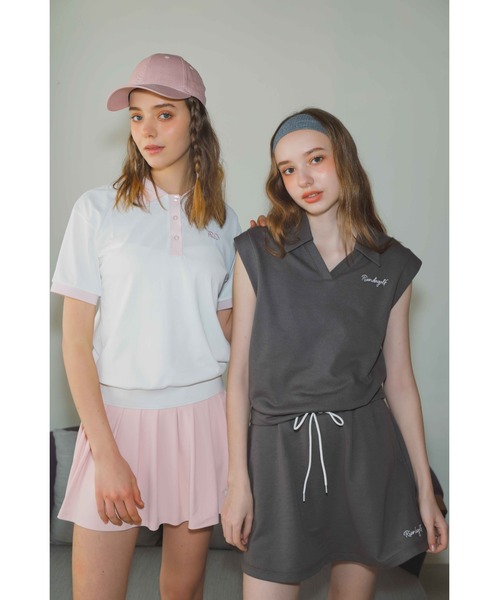 tシャツ 「RIENDA GOLF」RDバイカラールーズポロシャツ 半袖 夏服 レディース RIENDA GOLF tシャツ 「RIENDA GOLF」RDバイカラールーズ