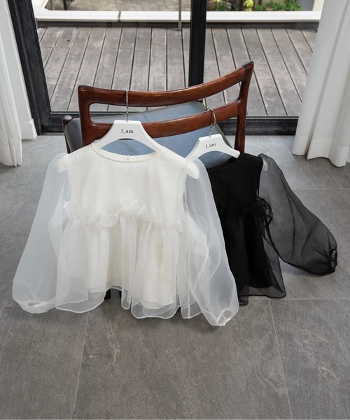 ブラウス シャツ organdy flare blouse / オーガンジーフレアブラウス レディース I_am ブラウス シャツ organdy flare blouse / オーガンジー
