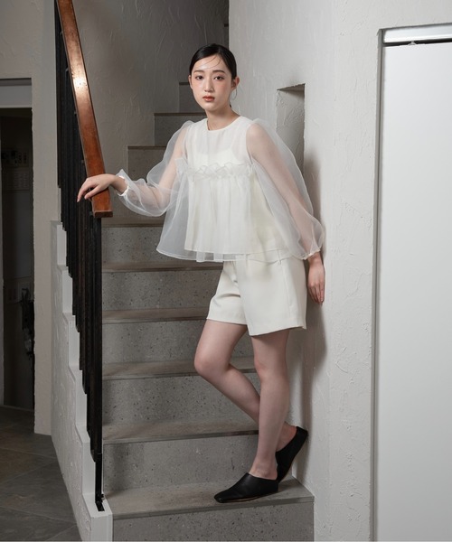I_am ブラウス シャツ organdy flare blouse / オーガンジー