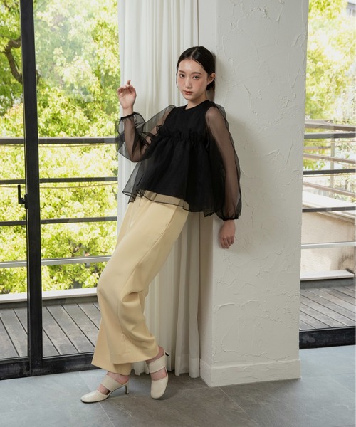 ブラウス シャツ organdy flare blouse / オーガンジーフレアブラウス レディース I_am ブラウス シャツ organdy flare blouse / オーガンジー