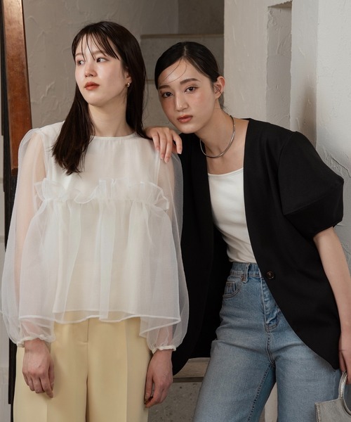 ブラウス シャツ organdy flare blouse / オーガンジーフレアブラウス レディース I_am ブラウス シャツ organdy flare blouse / オーガンジー