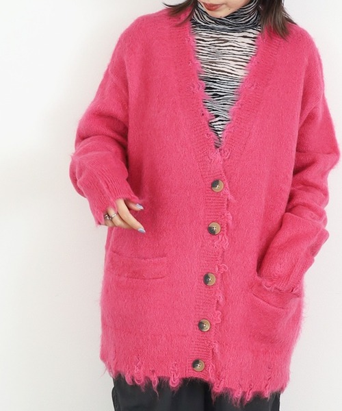 カーディガン PROVOKE/プロヴォーク frayed VN cardigan カーディガン レディース
