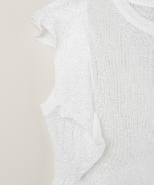 three dots（スリー ドッツ） tシャツ Shimmer sweater ruffle top