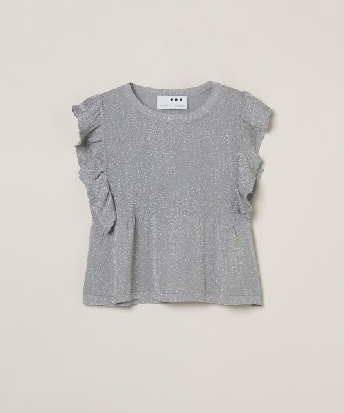 three dots（スリー ドッツ） tシャツ Shimmer sweater ruffle top