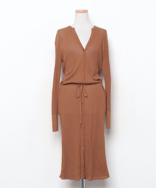 ヴェルメイユパーイエナ ウール ニット ロング ワンピース ブラウン VERMEIL par iena（ヴェルメイユパーイエナ） ニットワンピース