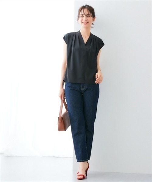 7days Life Styling ブラウス シャツ 夏 ストレッチショルダータックV