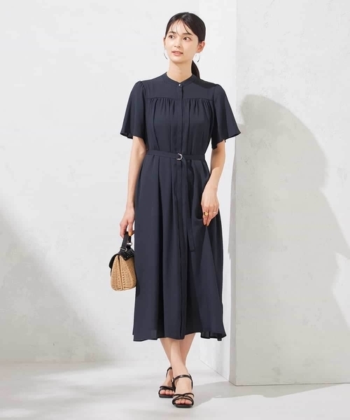 a.v.v ワンピース 「洗える」ベルト付切り替えワンピース