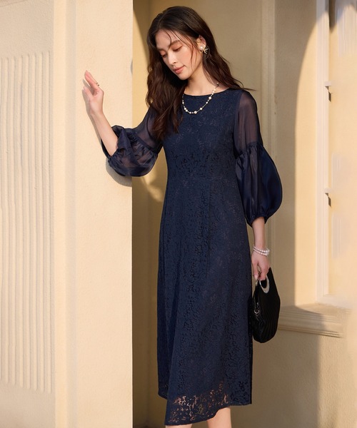 DRESS+（ドレスプラス） ドレス しっとり大人華やかなレースワンピース