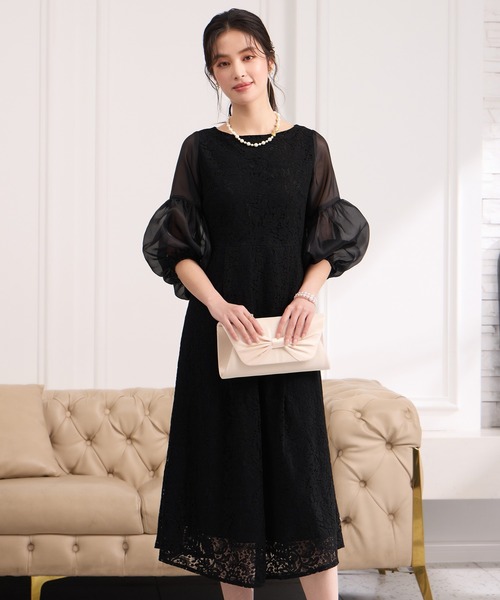 【美品】Rene 23年 ベーシックビューティードレス ワンピース 34 DRESS+（ドレスプラス） ドレス しっとり大人華やかなレースワンピース