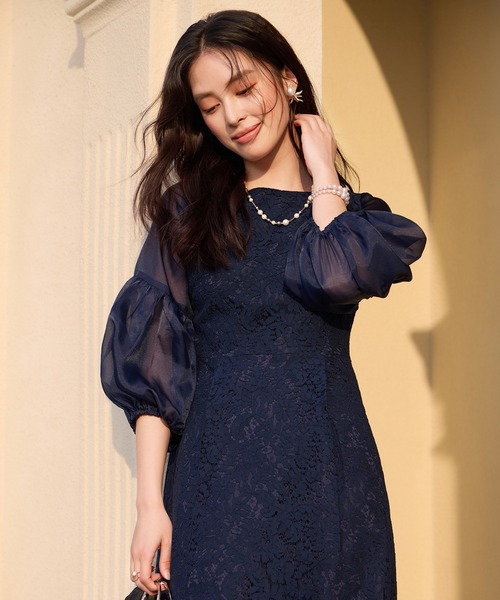 DRESS+（ドレスプラス） ドレス しっとり大人華やかなレースワンピース