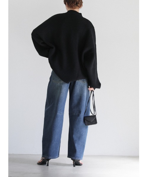[select MOCA] обработка Denim брюки MEDIUM темный индиго голубой женский 