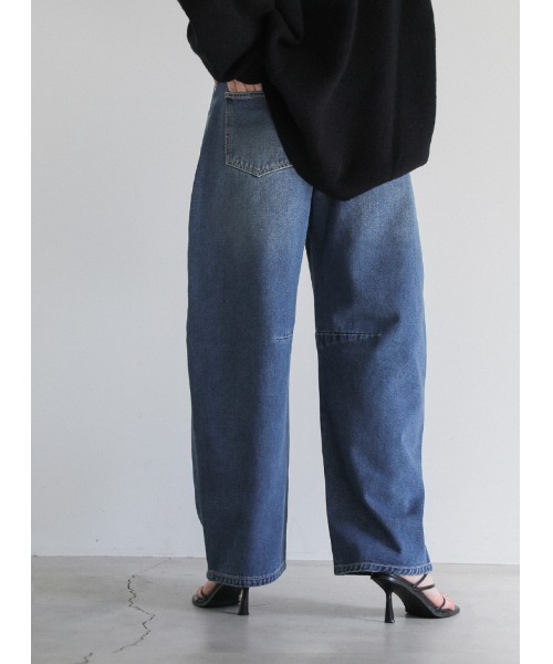 [select MOCA] обработка Denim брюки MEDIUM темный индиго голубой женский 