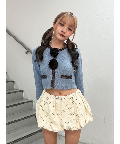 COMME des GARCONS PLAY ドット柄 Vネックニット ネイビーXS COMME des
