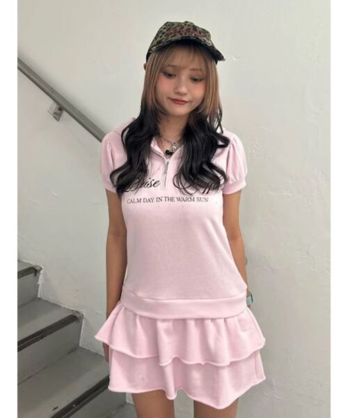 jouetie（ジュエティ） ワンピース 夏 半袖 ロゴフリルミニワンピース
