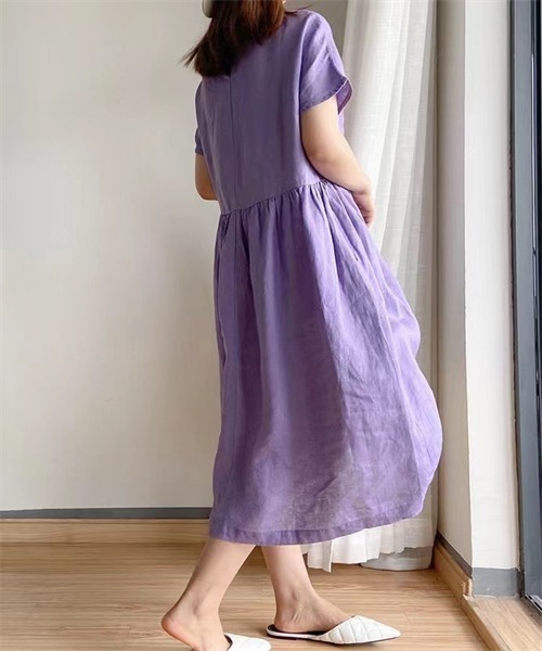 「Dream garden」 半袖ワンピース X-LARGE オフホワイト レディース_画像5