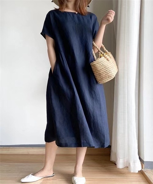 「Dream garden」 半袖ワンピース X-LARGE オフホワイト レディース_画像9