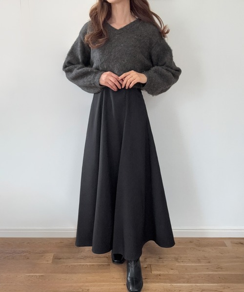 LAUIR（ラウアー） ワンピース レースアップニットトップス+フレア