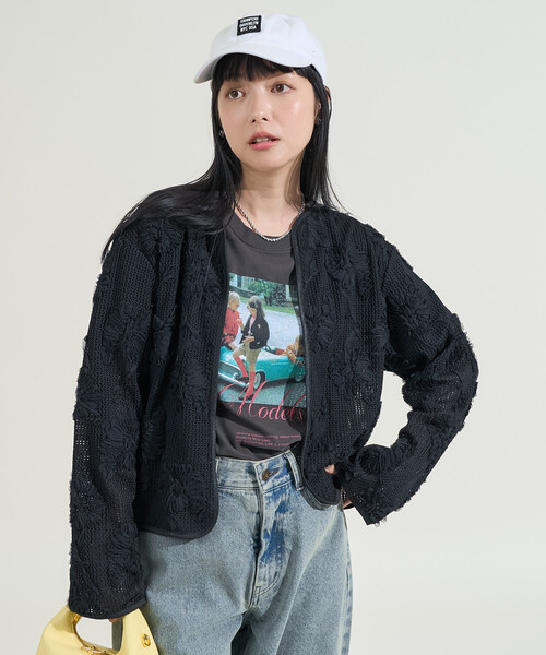 FREAK'S STORE（フリークスストア） カーディガン メッシュ花柄 レース