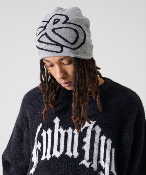 ぼ*ー様 FUC ビーニー　fuc手形ニット　青ビーニー　ニット帽　レア FUBU（フブ） ニット帽 ニットキャップ FBロゴ ビッグ ビーニー ニット