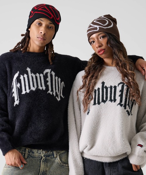 FUBU（フブ） ニット帽 ニットキャップ FBロゴ ビッグ ビーニー ニット