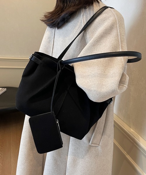 aimoha（アイモハ） トートバッグ スエード調 ポーチ付き トートバッグ