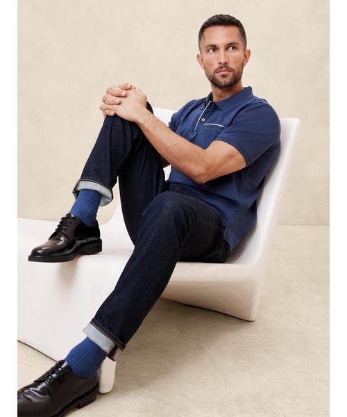 「BANANA REPUBLIC FACTORY STORE」 半袖ポロシャツ L ライトブルー メンズ_画像6