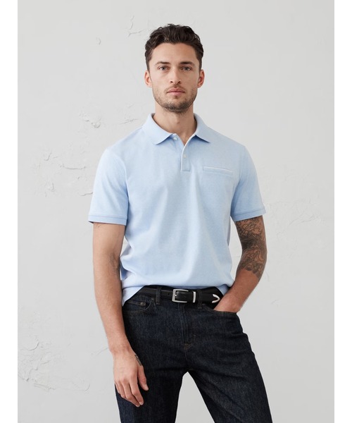 「BANANA REPUBLIC FACTORY STORE」 半袖ポロシャツ L ライトブルー メンズ_画像8