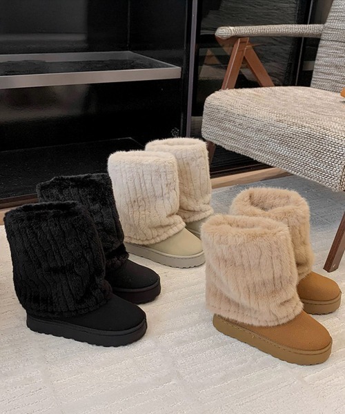 miniministore（ミニミニストア） ブーツ フェイクムートンブーツ 厚底